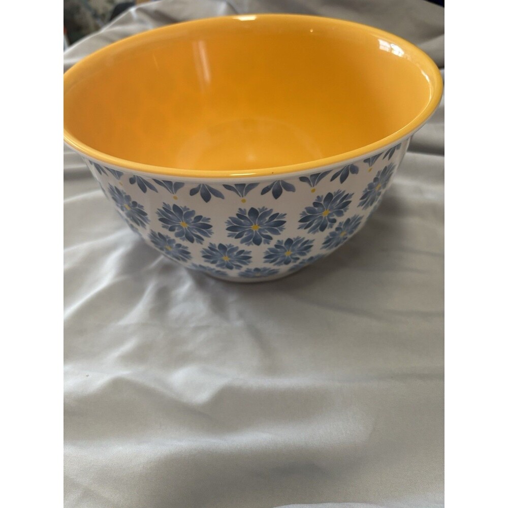 Pioneer Woman Ceramic Mixing Bowl Floral Blue White Yellow Orange